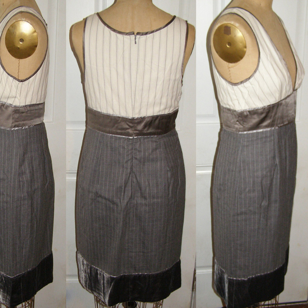 New Catherine Malandrino classy Gray Pinstripe Wool Blend dress size 8 - Picture 3 of 8